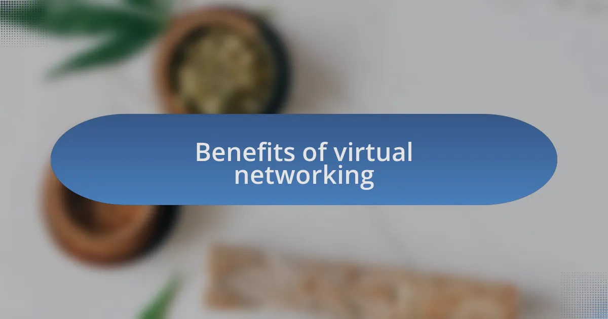 Benefits of virtual networking