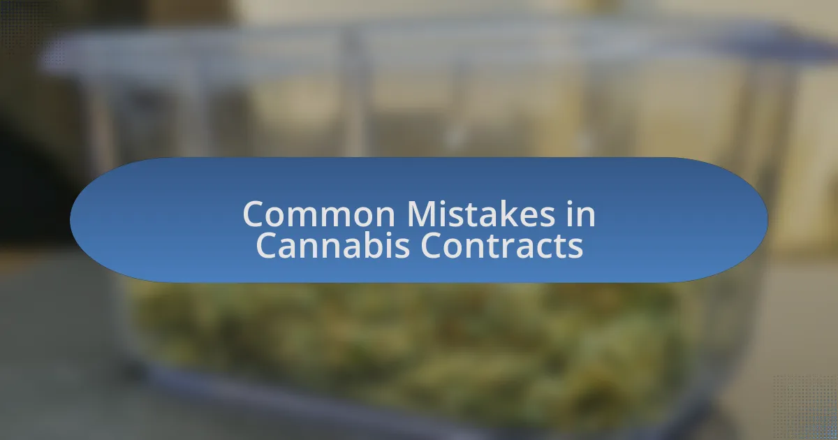 Common Mistakes in Cannabis Contracts