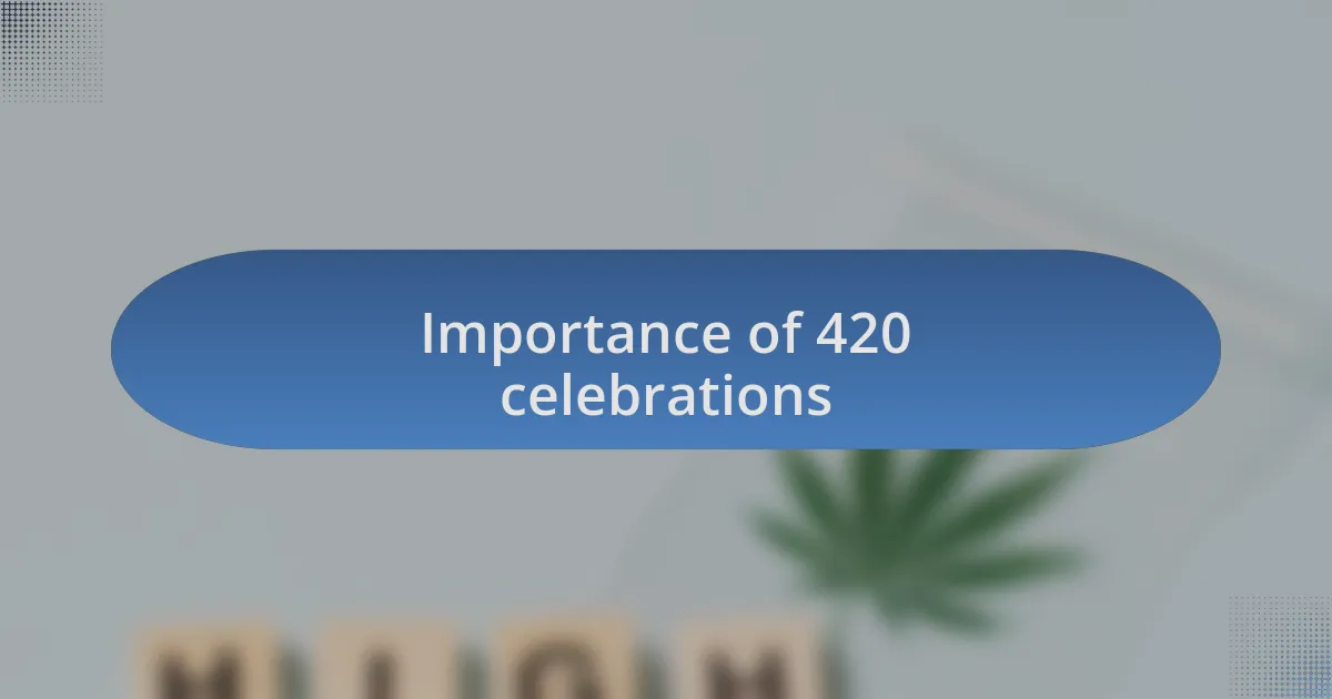Importance of 420 celebrations