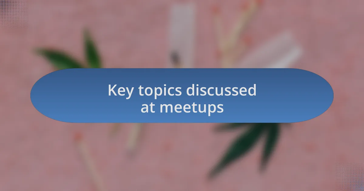Key topics discussed at meetups