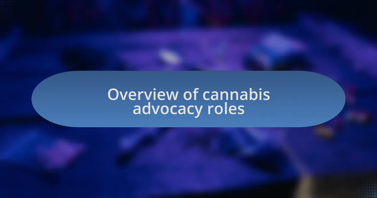 Overview of cannabis advocacy roles