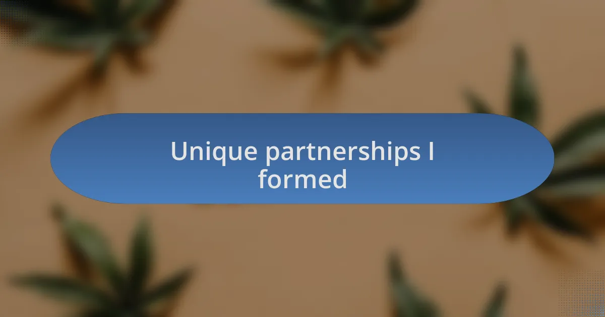 Unique partnerships I formed